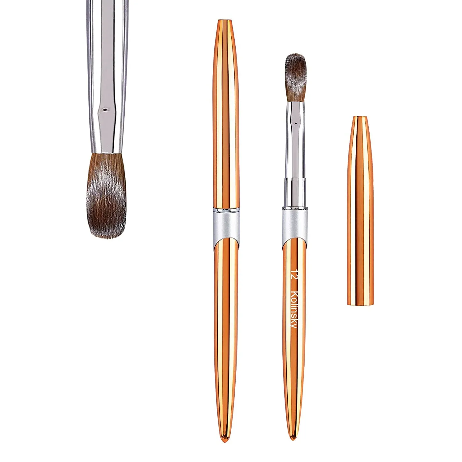 100% Kolinsky Acrylic Nail Brush, pure handmake Round Shape (Size # 6/8/10/12/14) Acrylic Art Brush for Nail Acrylic Application, Professional Nail Art Brush Manicure for Women (#10)