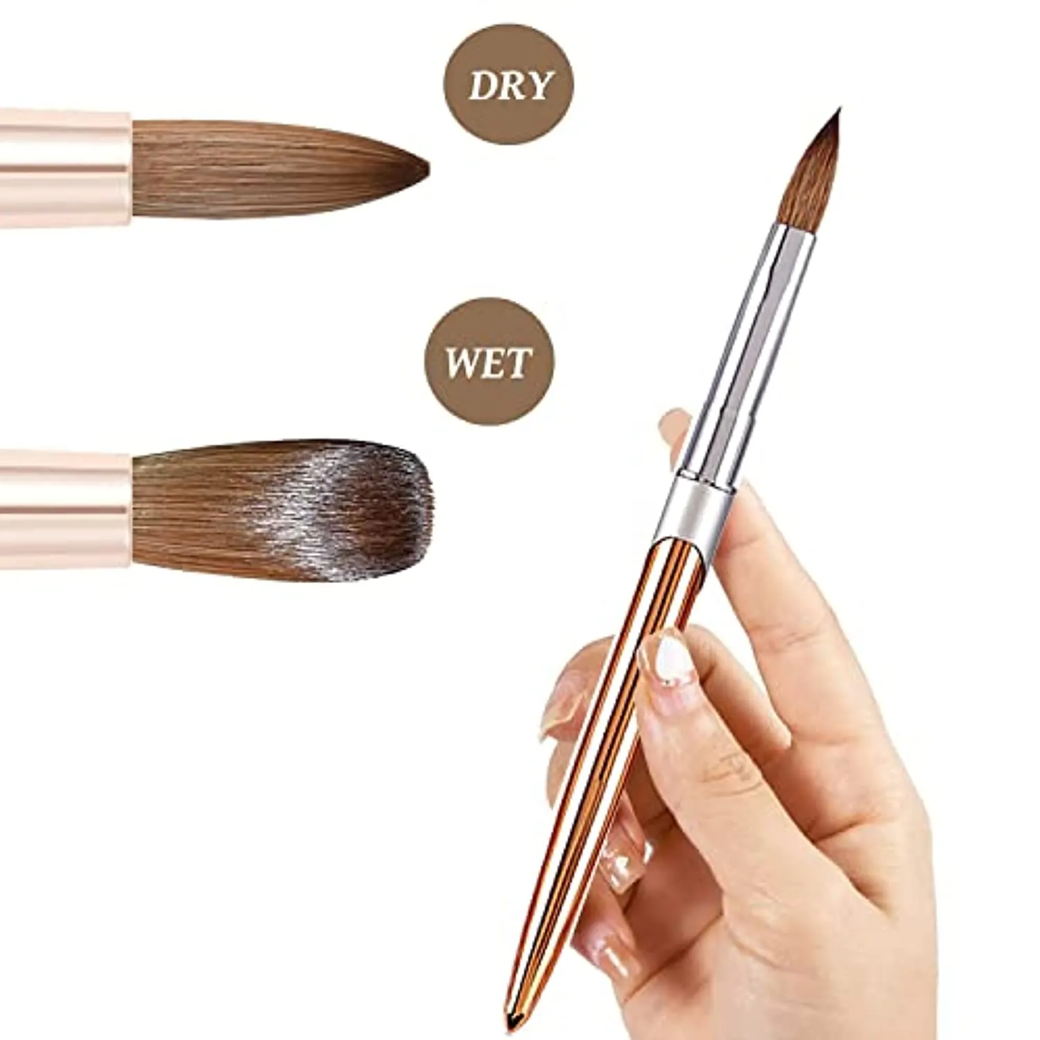 100% Kolinsky Acrylic Nail Brush, pure handmake Round Shape (Size # 6/8/10/12/14) Acrylic Art Brush for Nail Acrylic Application, Professional Nail Art Brush Manicure for Women (#10)