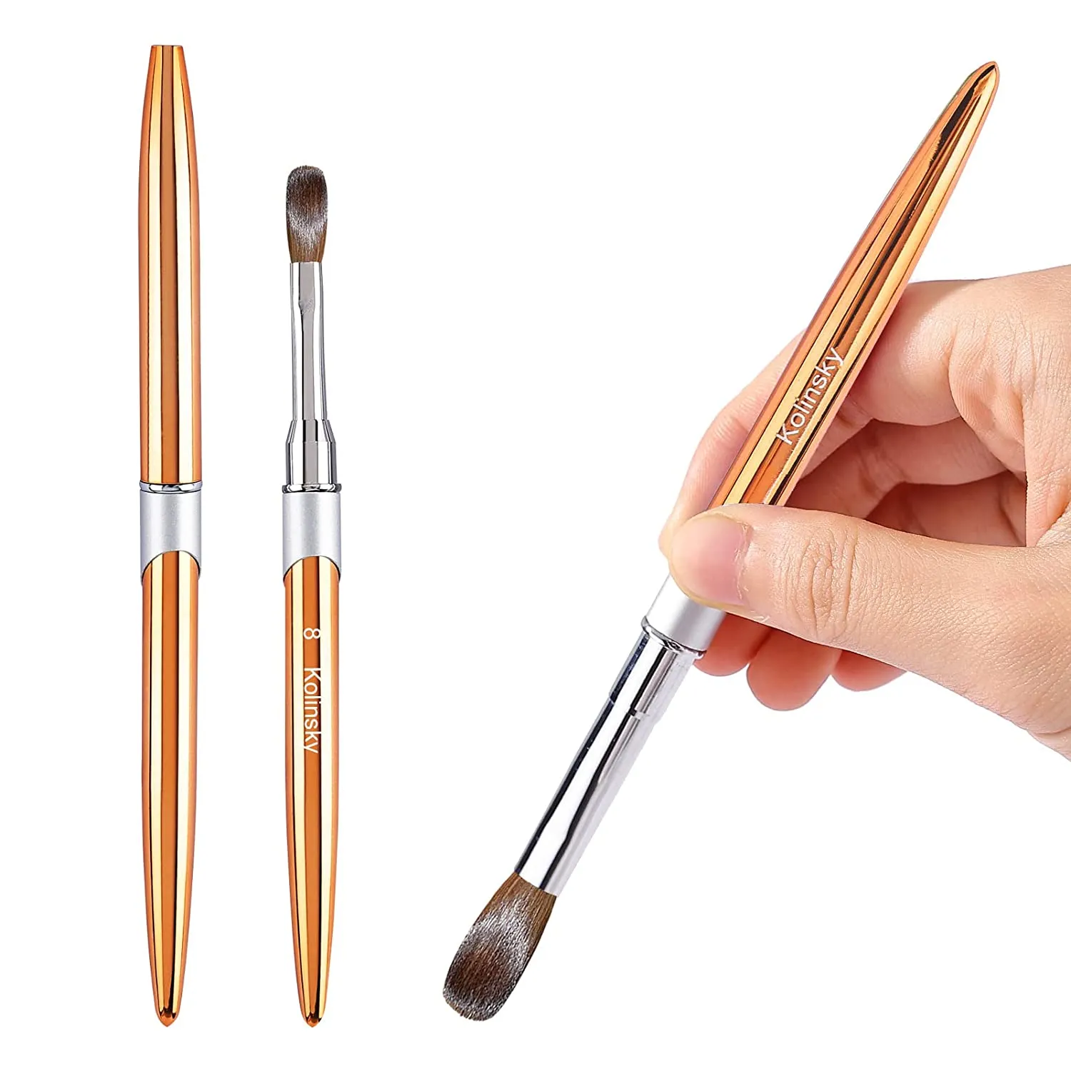 100% Kolinsky Acrylic Nail Brush, pure handmake Round Shape (Size # 6/8/10/12/14) Acrylic Art Brush for Nail Acrylic Application, Professional Nail Art Brush Manicure for Women (#10)
