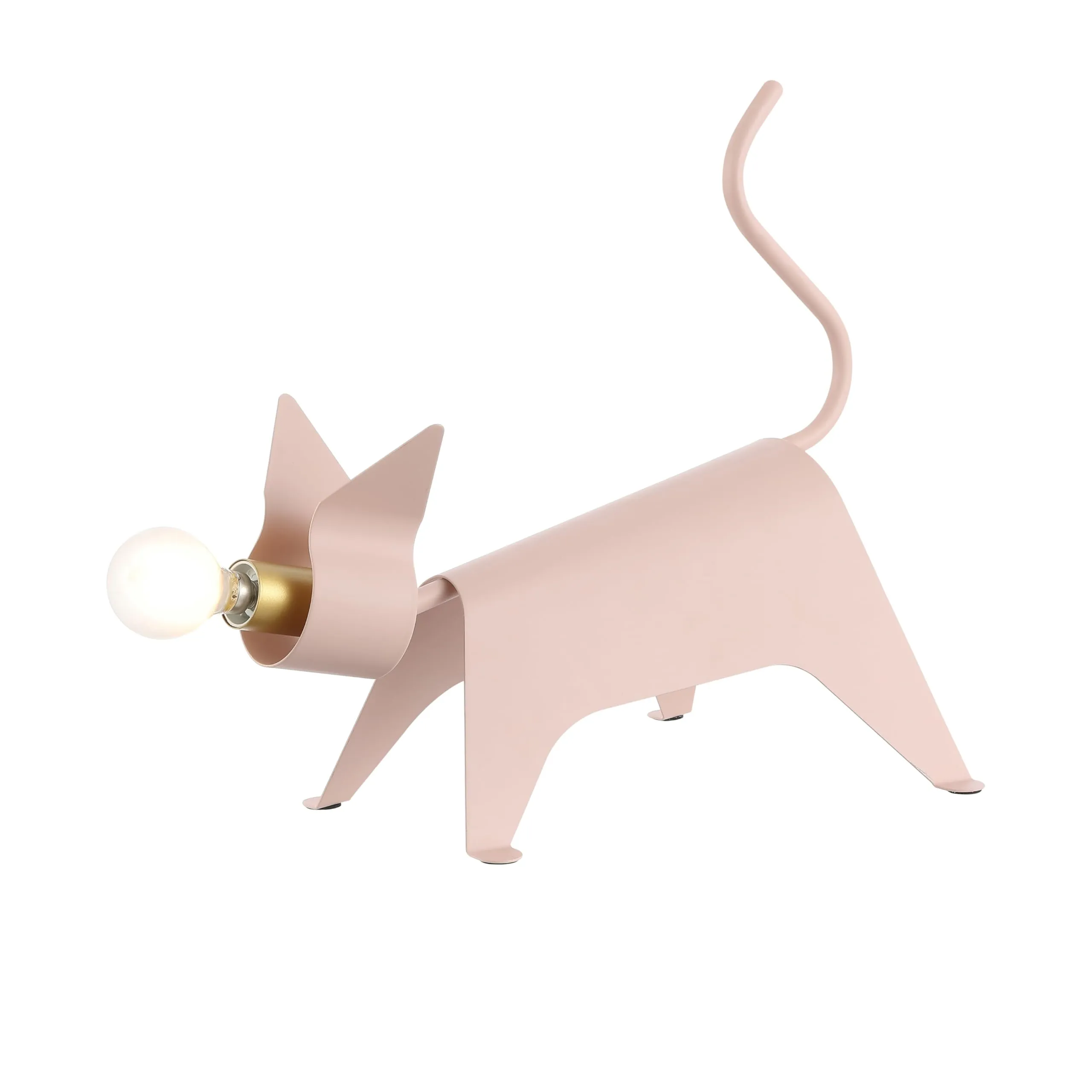 11.75" Modern Industrial Iron Feline Led Kids' Lamp Pink