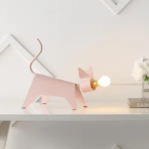 11.75" Modern Industrial Iron Feline Led Kids' Lamp Pink