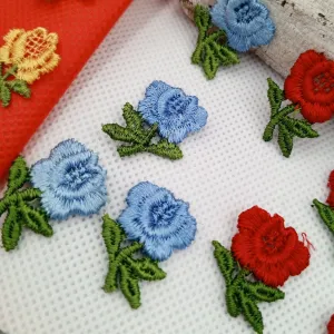 12 pieces FLORAL VINTAGE appliques blue green yellow red flower Patches #130