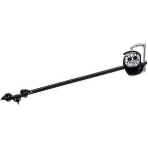 14 Gauge Clear Black Gem Reaper Bat Halloween Industrial Barbell 38mm