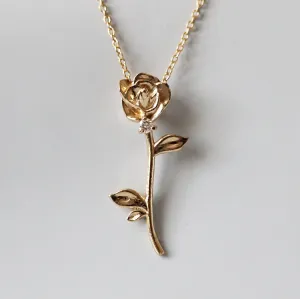 14K Rose Diamond Necklace