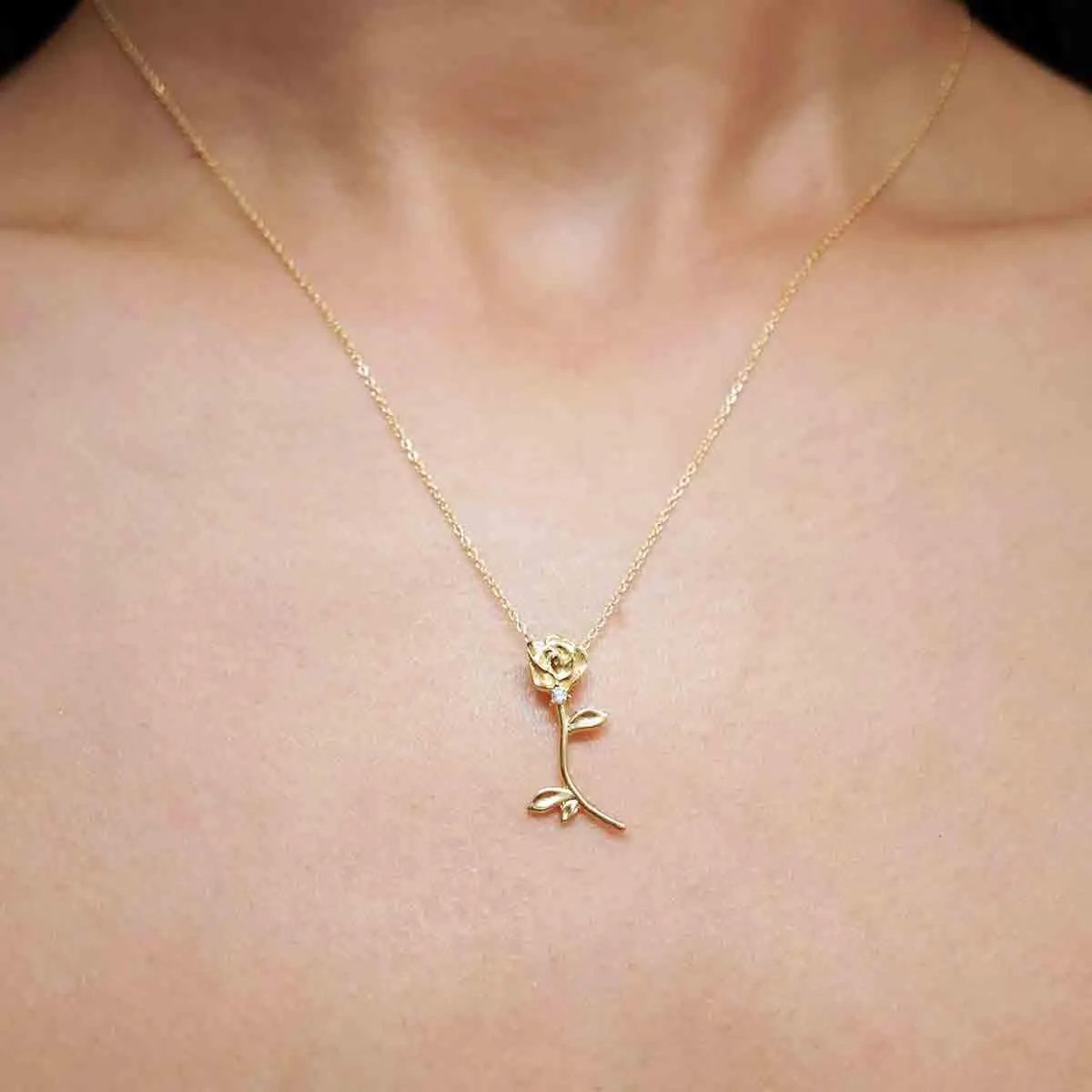 14K Rose Diamond Necklace