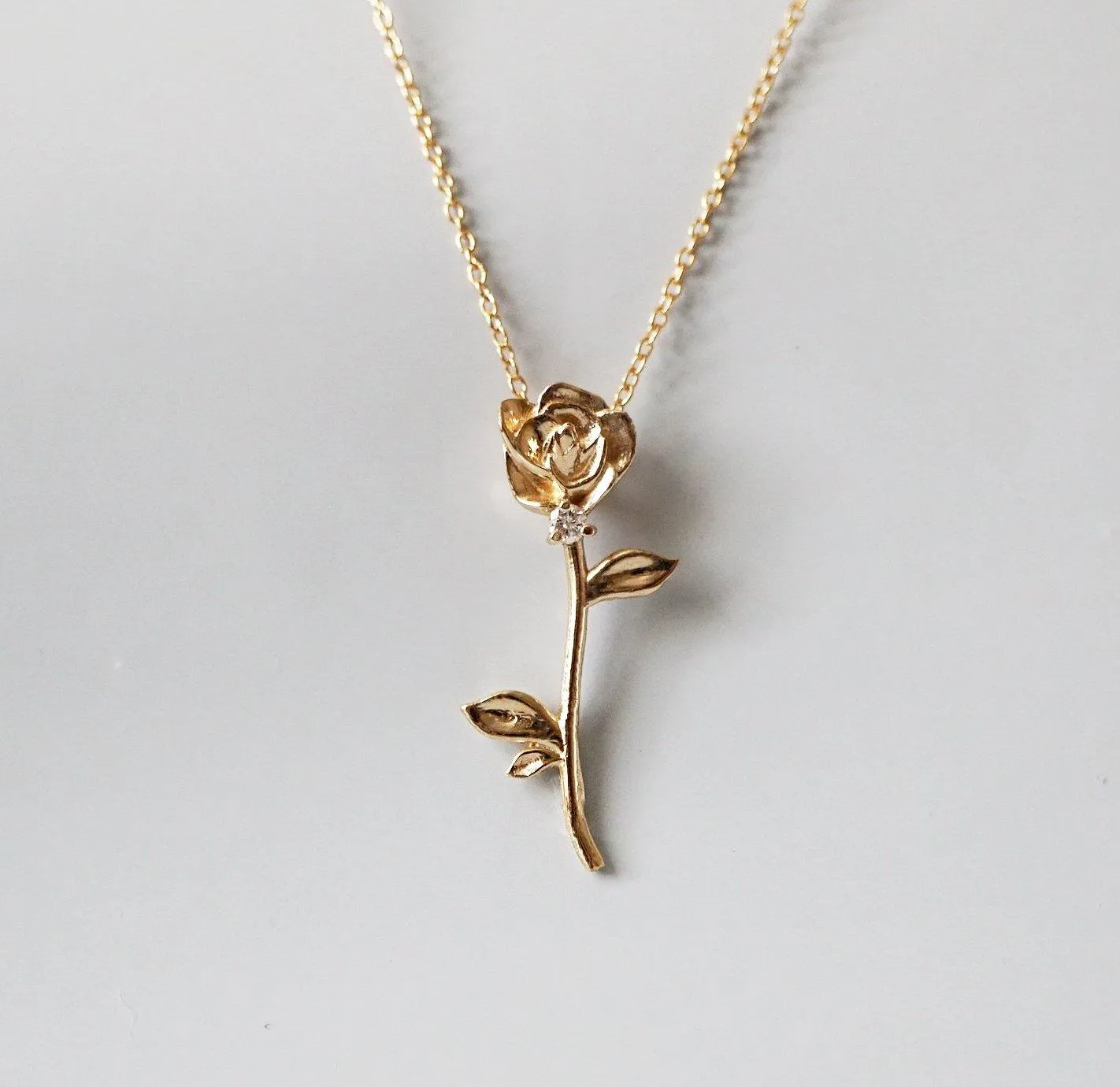 14K Rose Diamond Necklace
