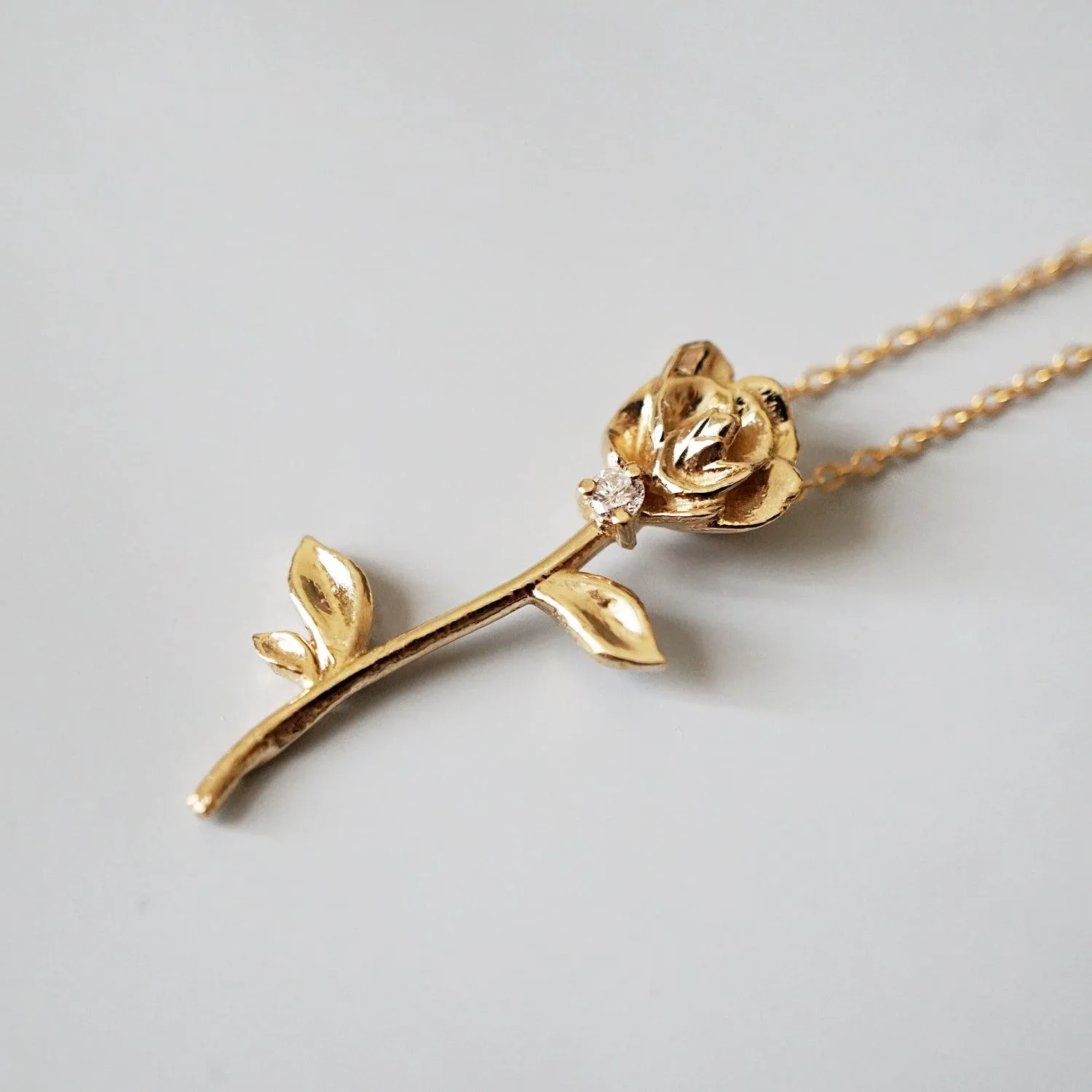14K Rose Diamond Necklace