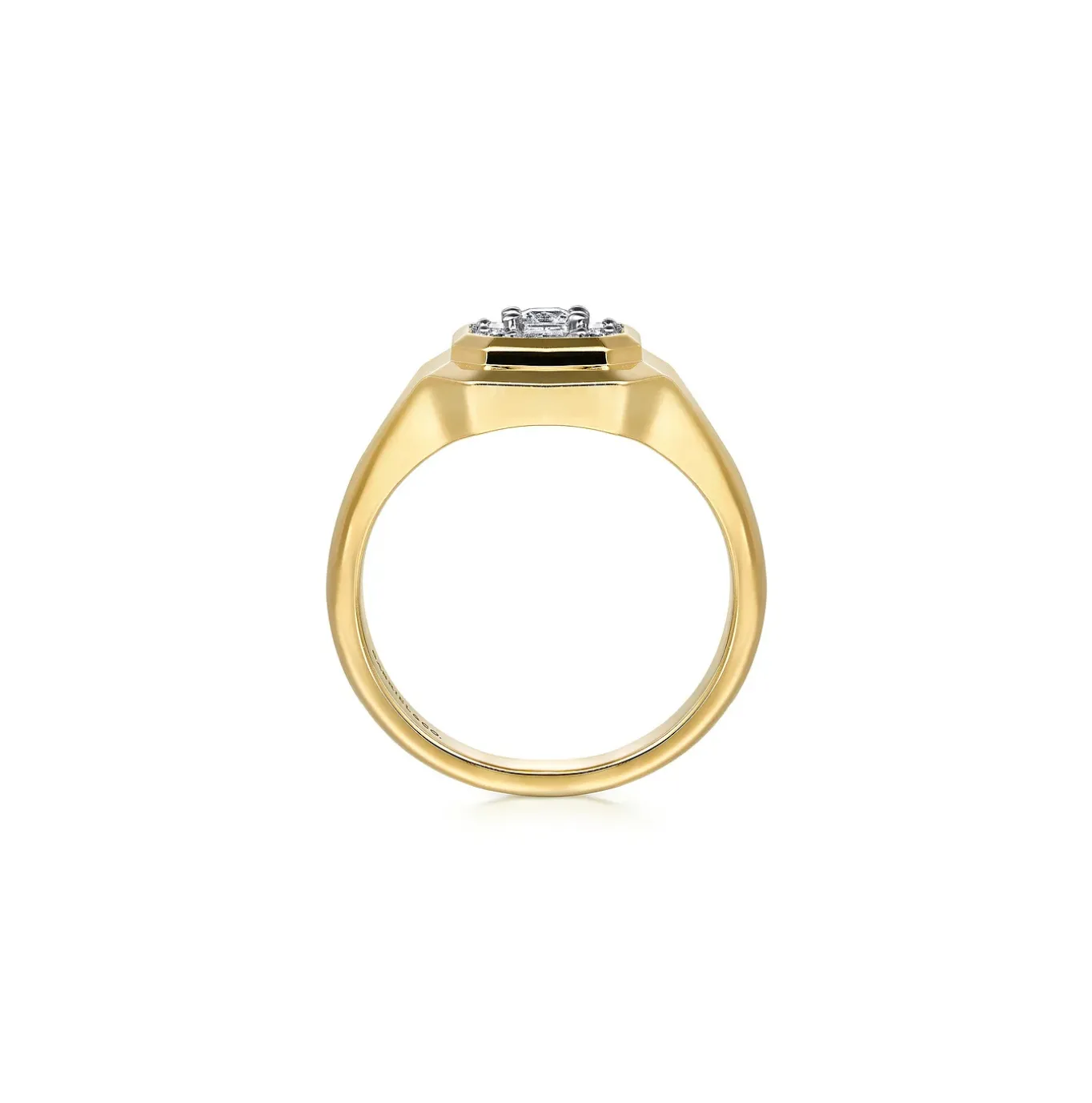 14KY Geometric Baguette Diamond Signet Ring