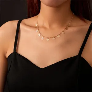 18K Gold-Plated Open Flower Station Necklace