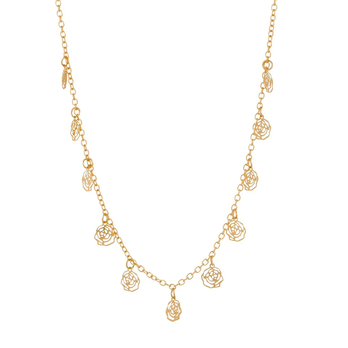 18K Gold-Plated Open Flower Station Necklace