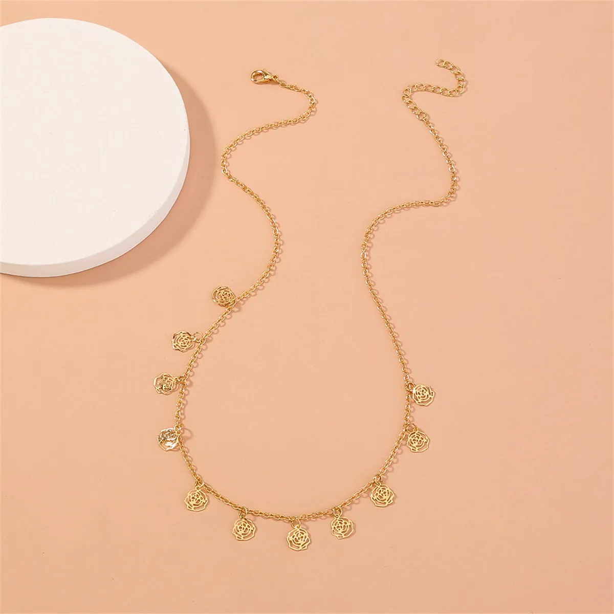 18K Gold-Plated Open Flower Station Necklace