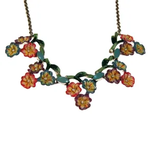 1940s Coro Colorful Painted Enamel Flower Necklace