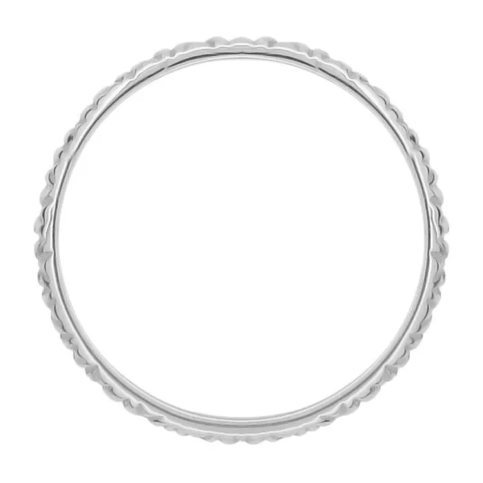 1950's Vintage Design Stackable Thin Wedding Band in 14 Karat White Gold