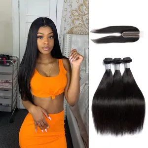 3 Bundles With 2x6 Lace Closure Raw Malaysian Unprocessed India Hair
