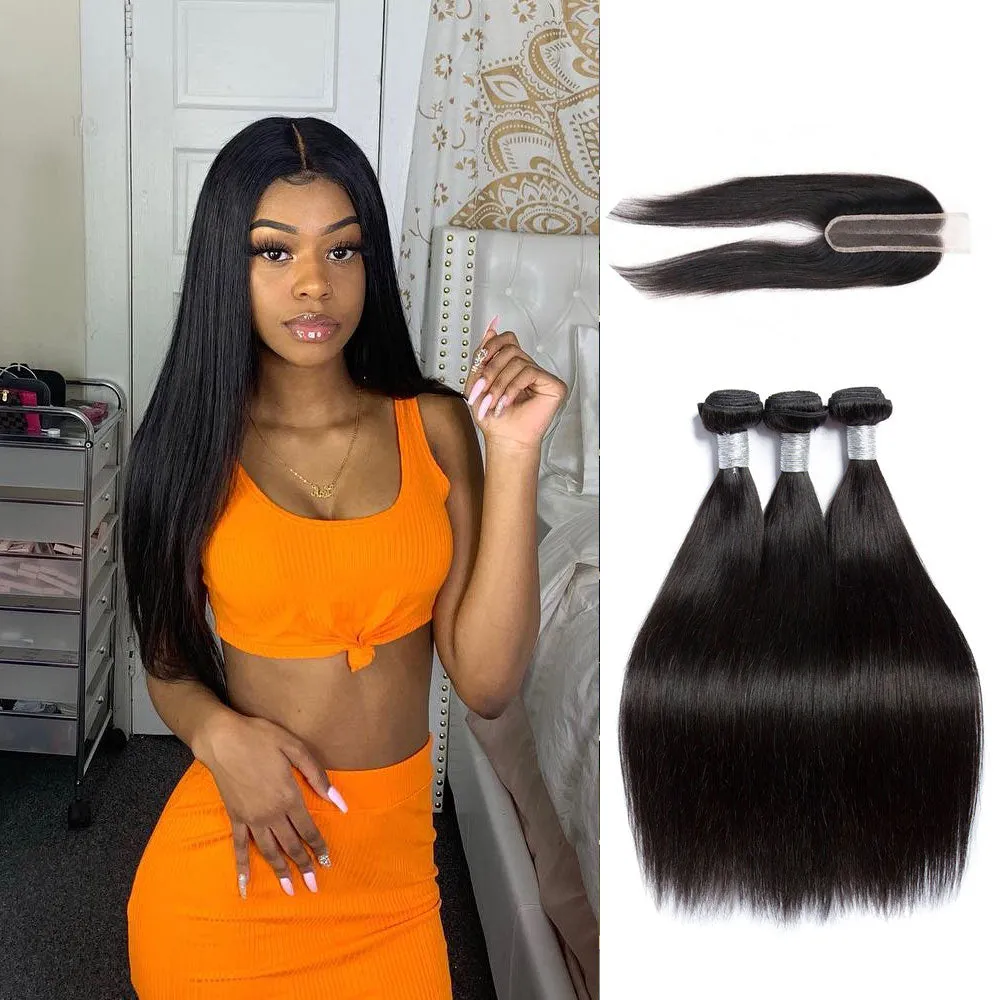 3 Bundles With 2x6 Lace Closure Raw Malaysian Unprocessed India Hair