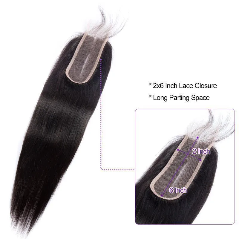 3 Bundles With 2x6 Lace Closure Raw Malaysian Unprocessed India Hair