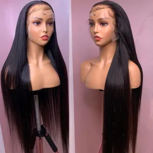 30 34 Inch Blonde Bone Straight Lace Front Human Hair Wig for Women