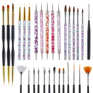 31PCS Nail Art Brushes,Acrylic Nail Brushes Set for Nail Art,Nail Dotting Pens,Nail Painting Brush Pen,Nail Dust Brush,Silicone Nail Art Pen,Nail Art Liner Brush Extension Gel Brush for Home Salon DIY
