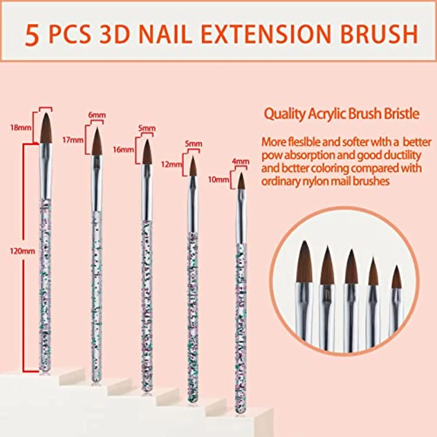 31PCS Nail Art Brushes,Acrylic Nail Brushes Set for Nail Art,Nail Dotting Pens,Nail Painting Brush Pen,Nail Dust Brush,Silicone Nail Art Pen,Nail Art Liner Brush Extension Gel Brush for Home Salon DIY