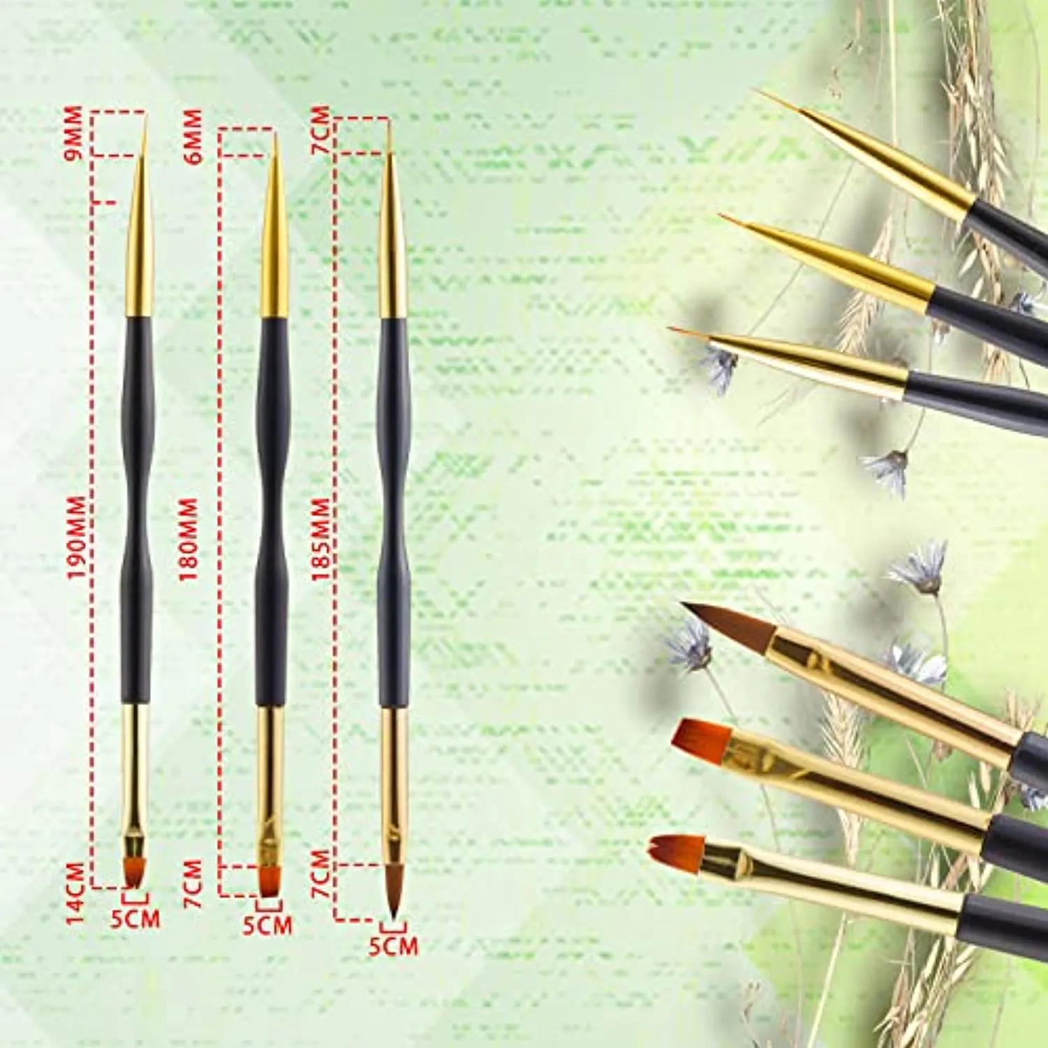 31PCS Nail Art Brushes,Acrylic Nail Brushes Set for Nail Art,Nail Dotting Pens,Nail Painting Brush Pen,Nail Dust Brush,Silicone Nail Art Pen,Nail Art Liner Brush Extension Gel Brush for Home Salon DIY