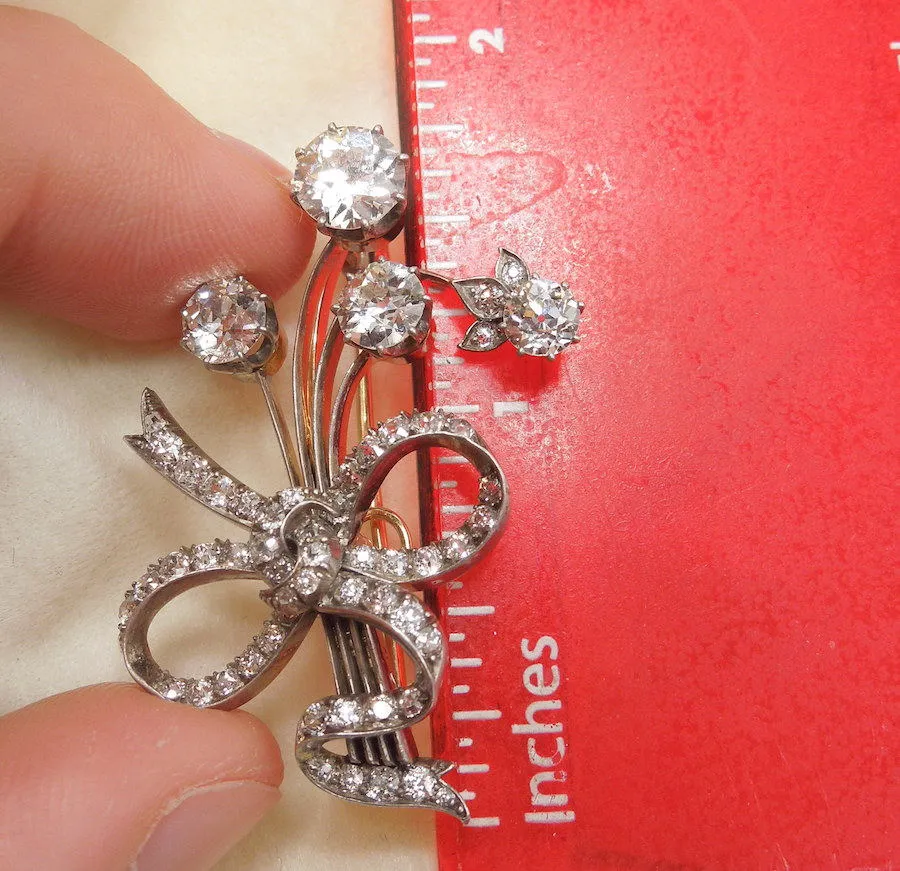 4 carat Diamond Flower Bundle Brooch in Gold and Platinum