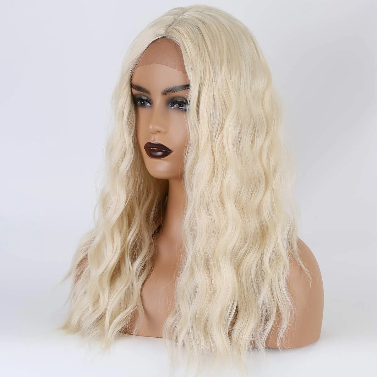 613 Blonde Long Curly Middle Part Wigs