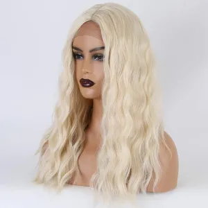 613 Blonde Long Curly Middle Part Wigs