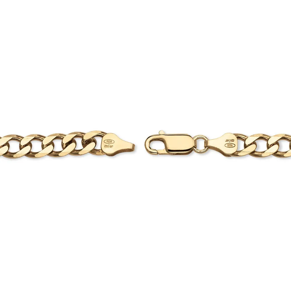 .925 Sterling Silver Curb-Link Chain in 18K Gold
