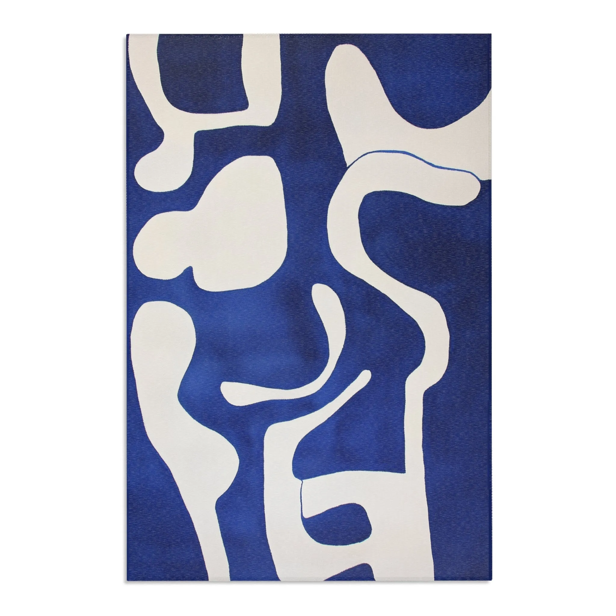 Abstract Blue & White Geometric Rug