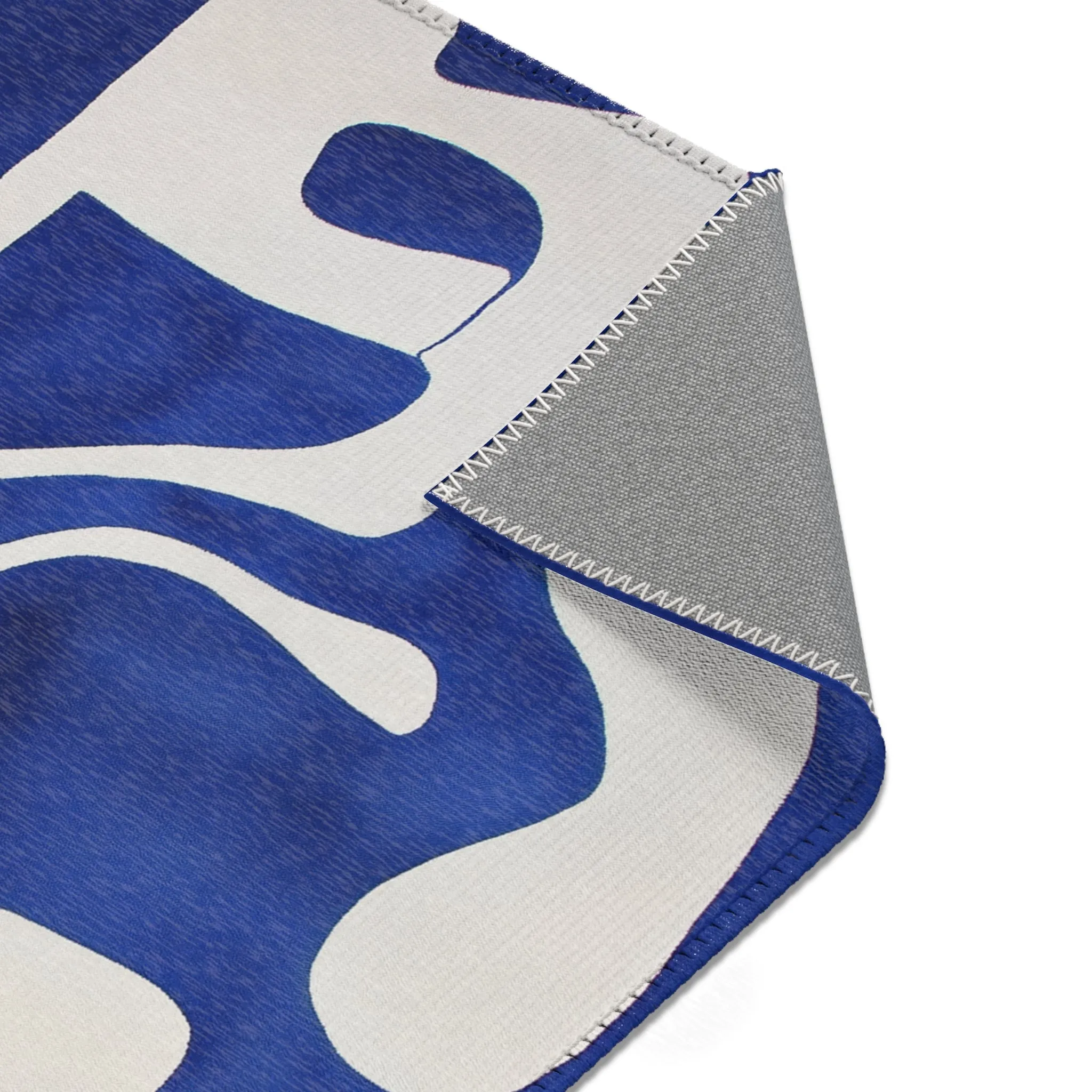 Abstract Blue & White Geometric Rug
