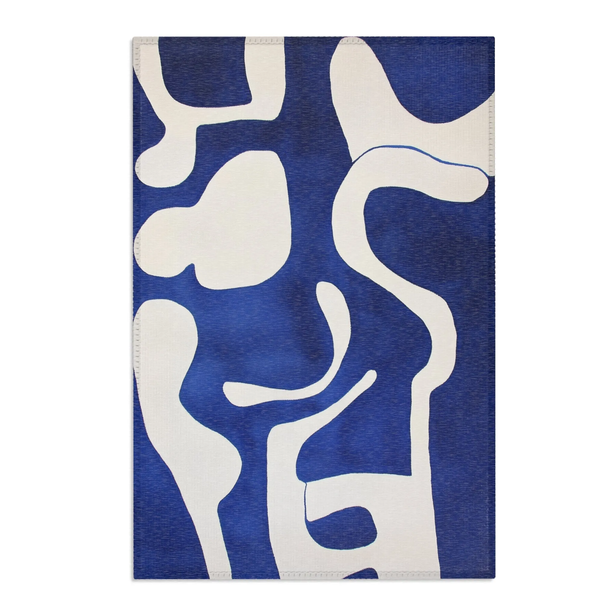 Abstract Blue & White Geometric Rug