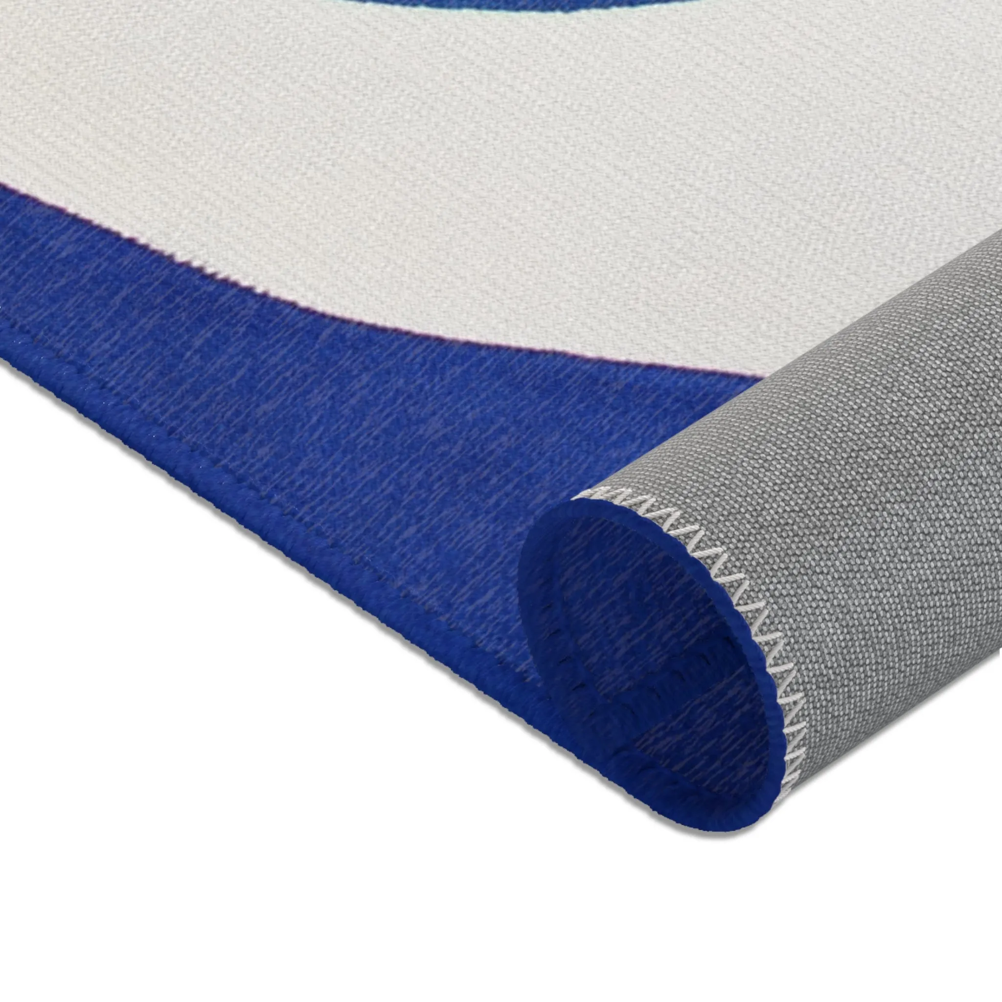 Abstract Blue & White Geometric Rug