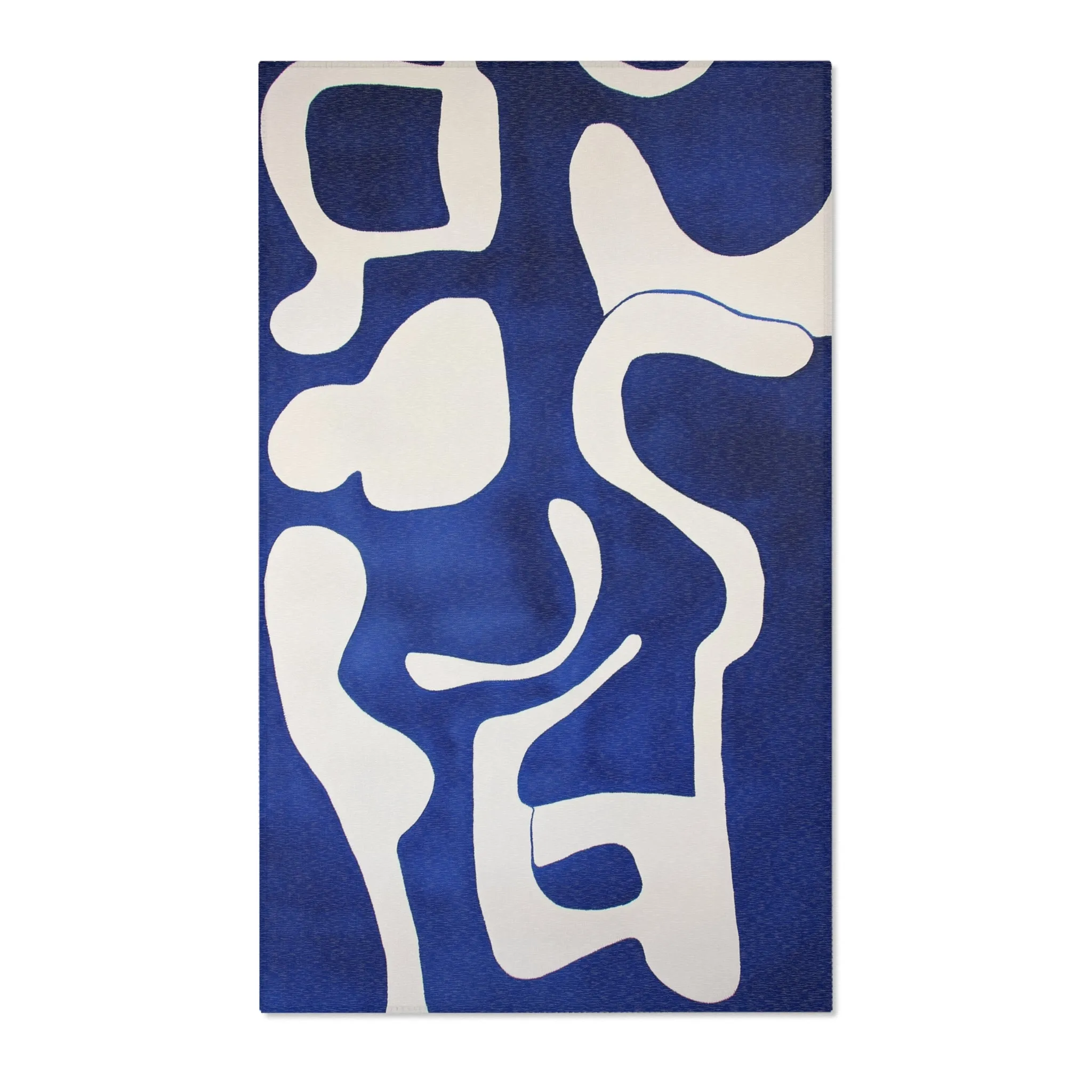 Abstract Blue & White Geometric Rug