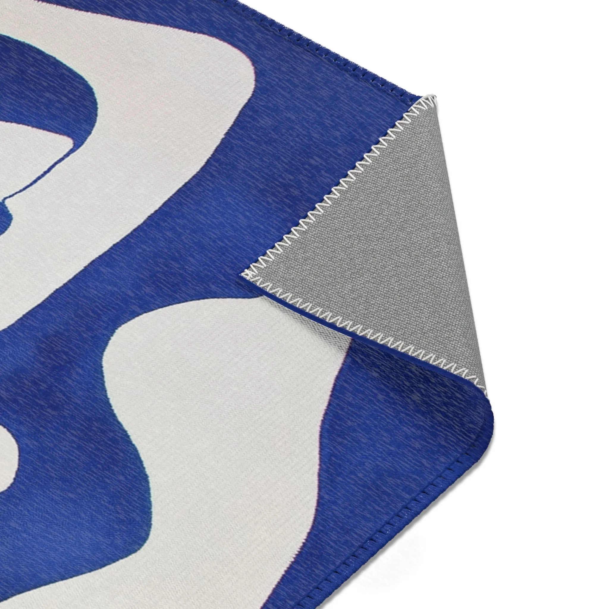 Abstract Blue & White Geometric Rug