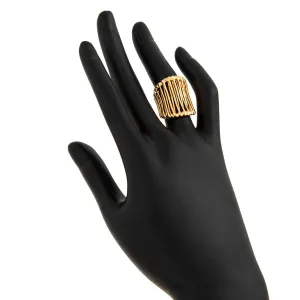 Abstract Chunky Gold Silver Plated Cage Ring