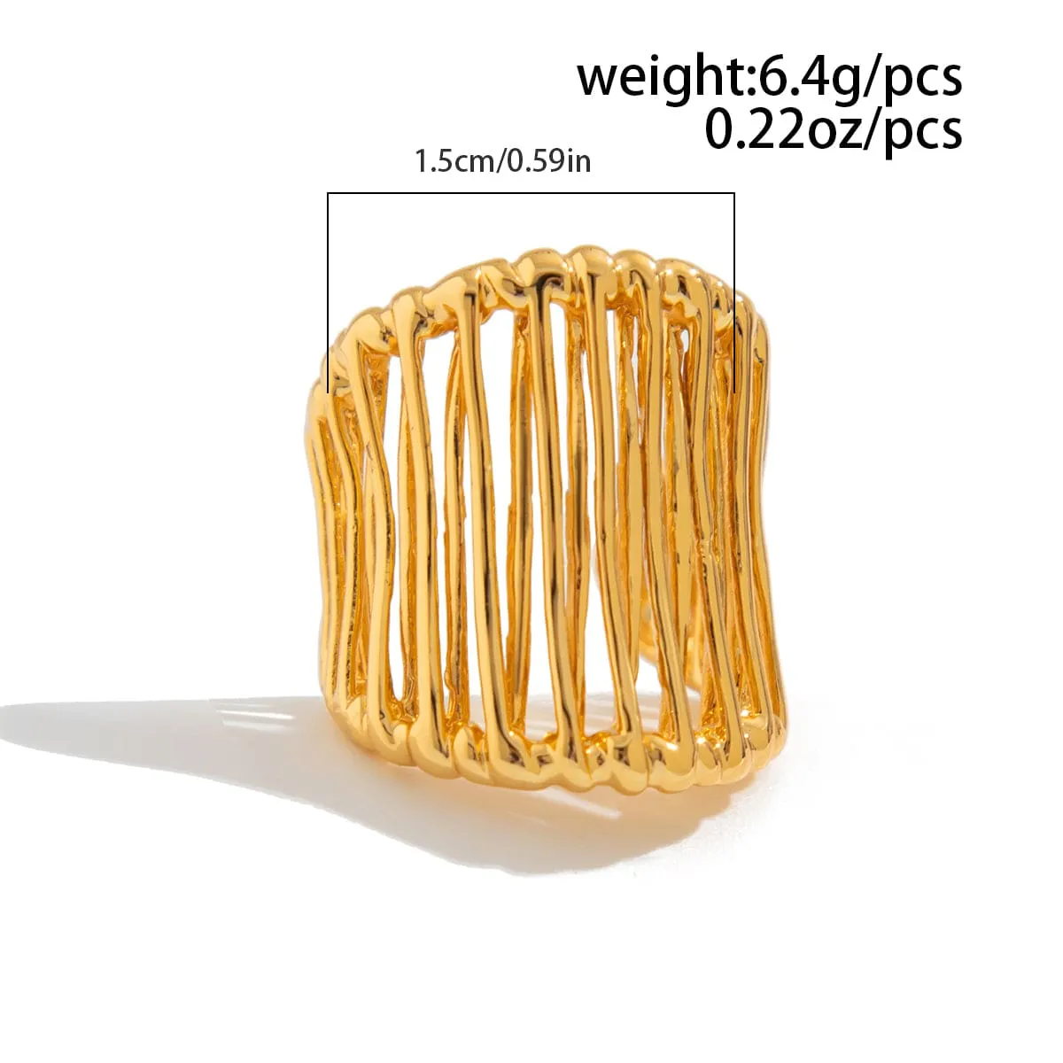 Abstract Chunky Gold Silver Plated Cage Ring