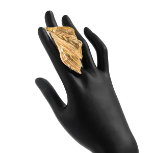 Abstract Chunky Gold Silver Plated Wing Ring