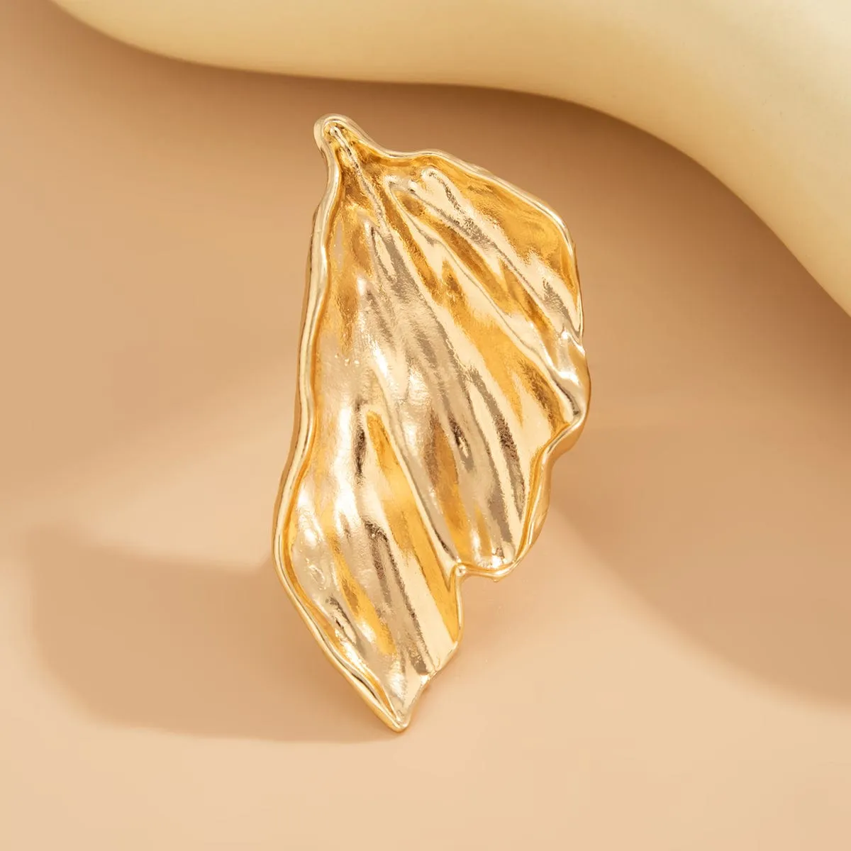 Abstract Chunky Gold Silver Plated Wing Ring