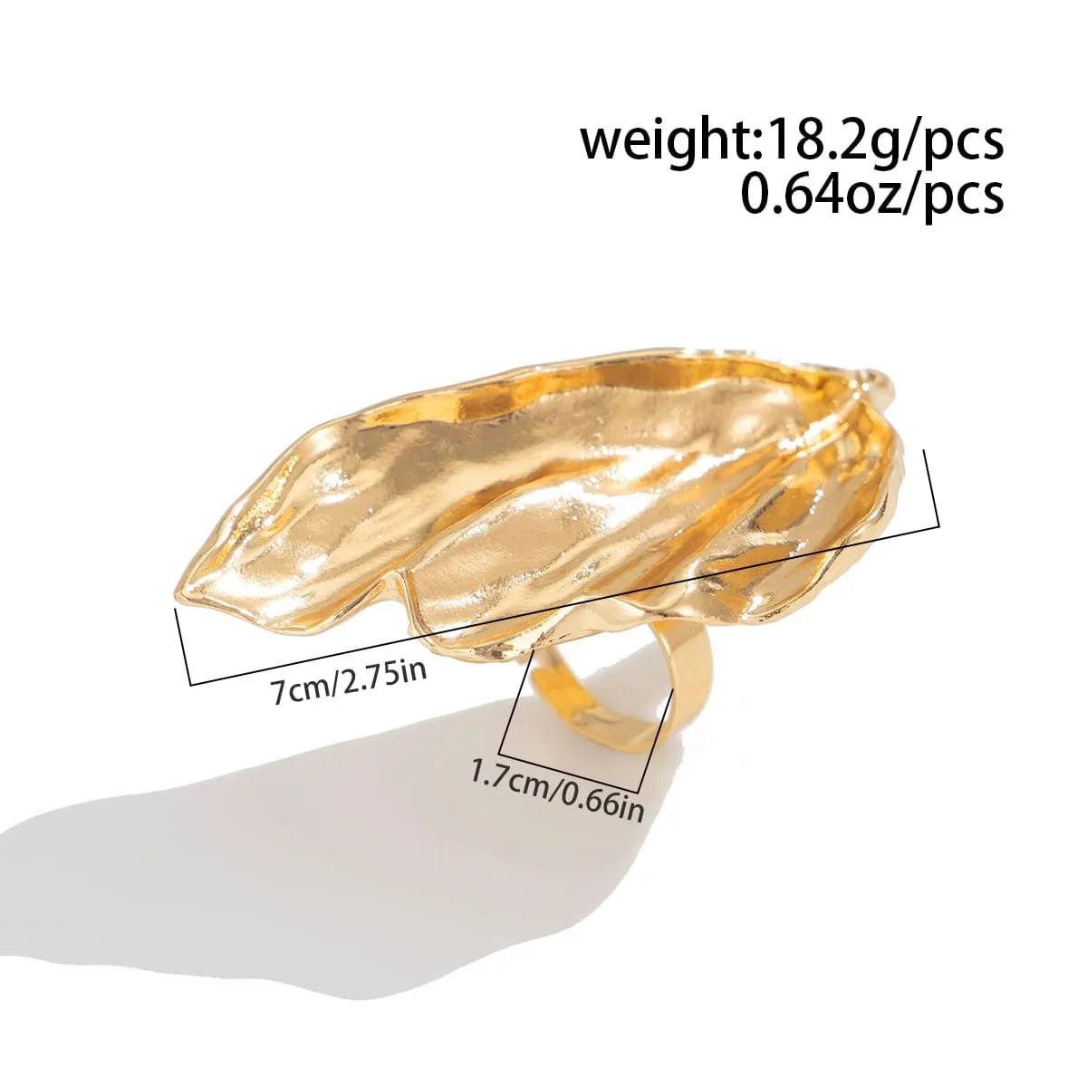 Abstract Chunky Gold Silver Plated Wing Ring