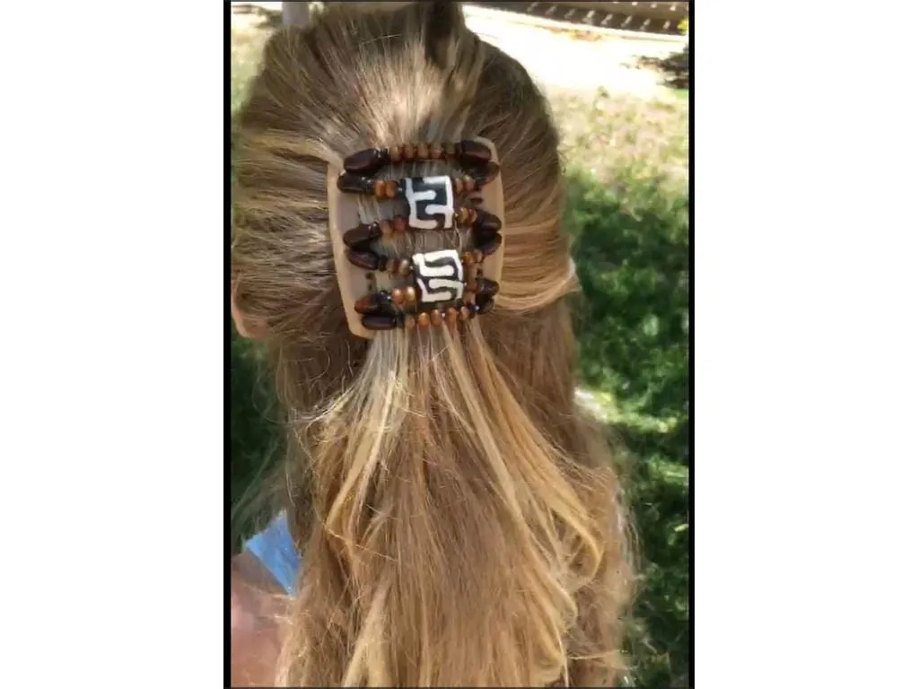 African Butterfly Chameleon Hair Comb - Beada Black 66