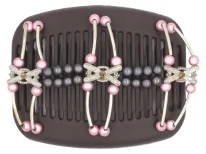 African Butterfly Hair Comb - Flowers Brown 61