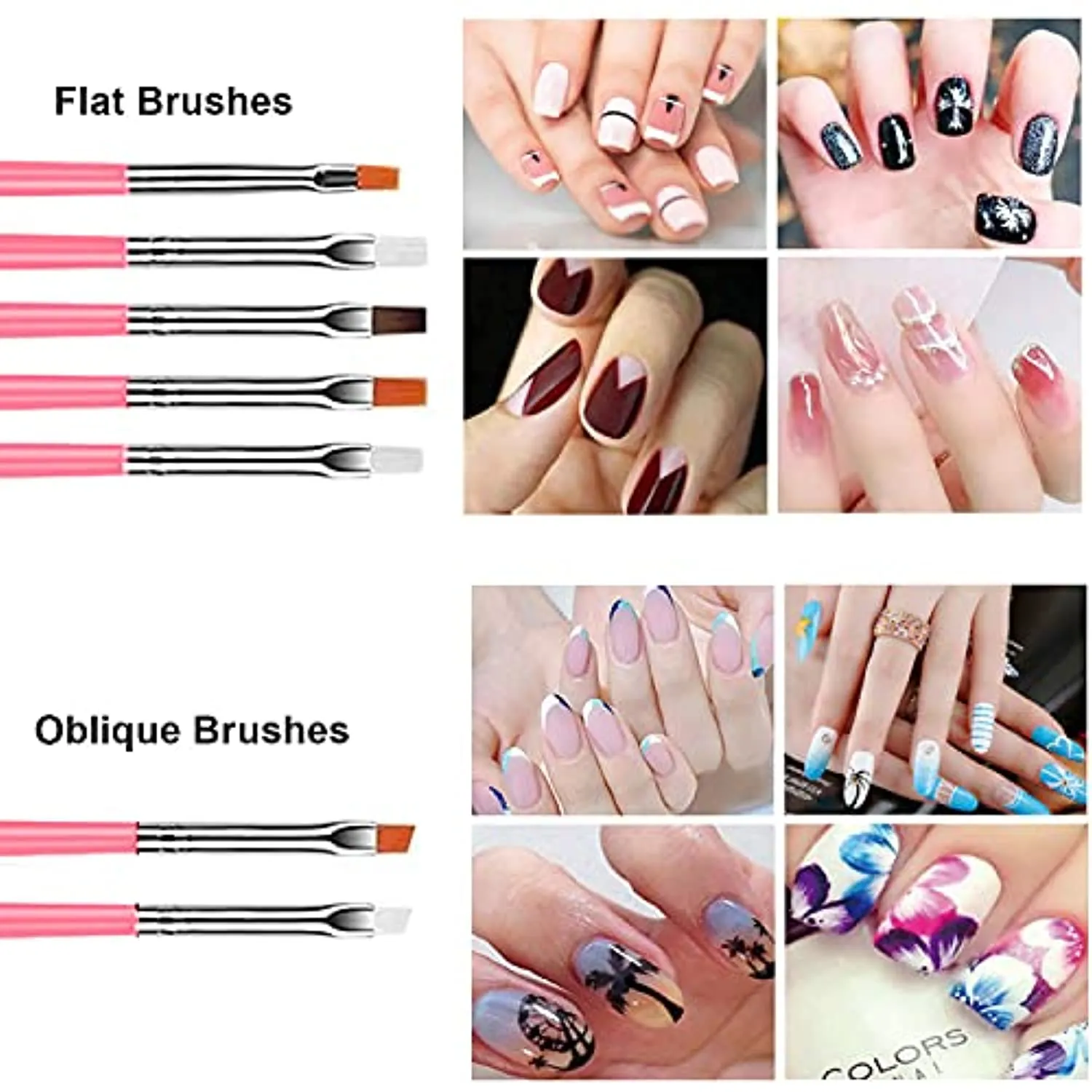 AIBEE 20pcs Nail Art Design Tools, 15pcs Nail Art Brushes Kit with 5pcs Nail Dotting Pens, PINK (pink)