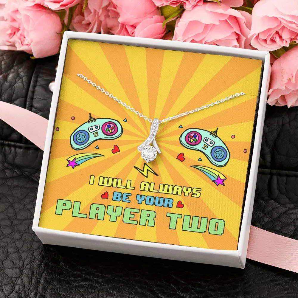 Always Be Your Player 2 Ribbon Drop Pendant Necklace