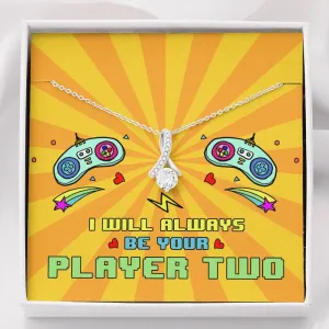 Always Be Your Player 2 Ribbon Drop Pendant Necklace