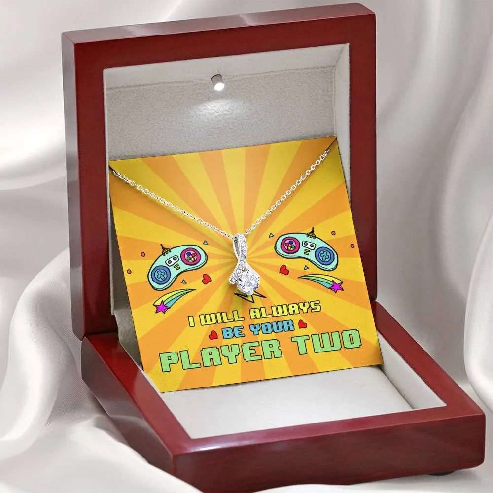 Always Be Your Player 2 Ribbon Drop Pendant Necklace
