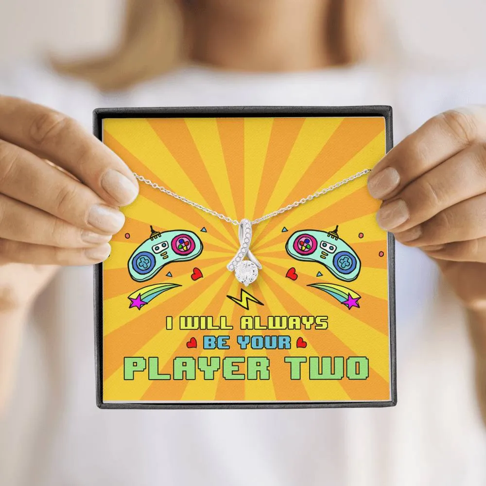 Always Be Your Player 2 Ribbon Drop Pendant Necklace