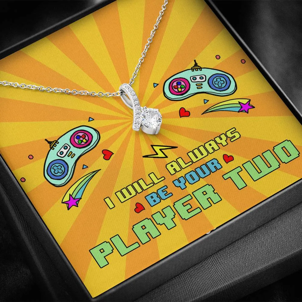 Always Be Your Player 2 Ribbon Drop Pendant Necklace