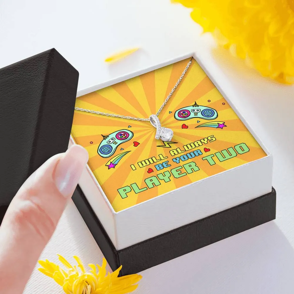 Always Be Your Player 2 Ribbon Drop Pendant Necklace