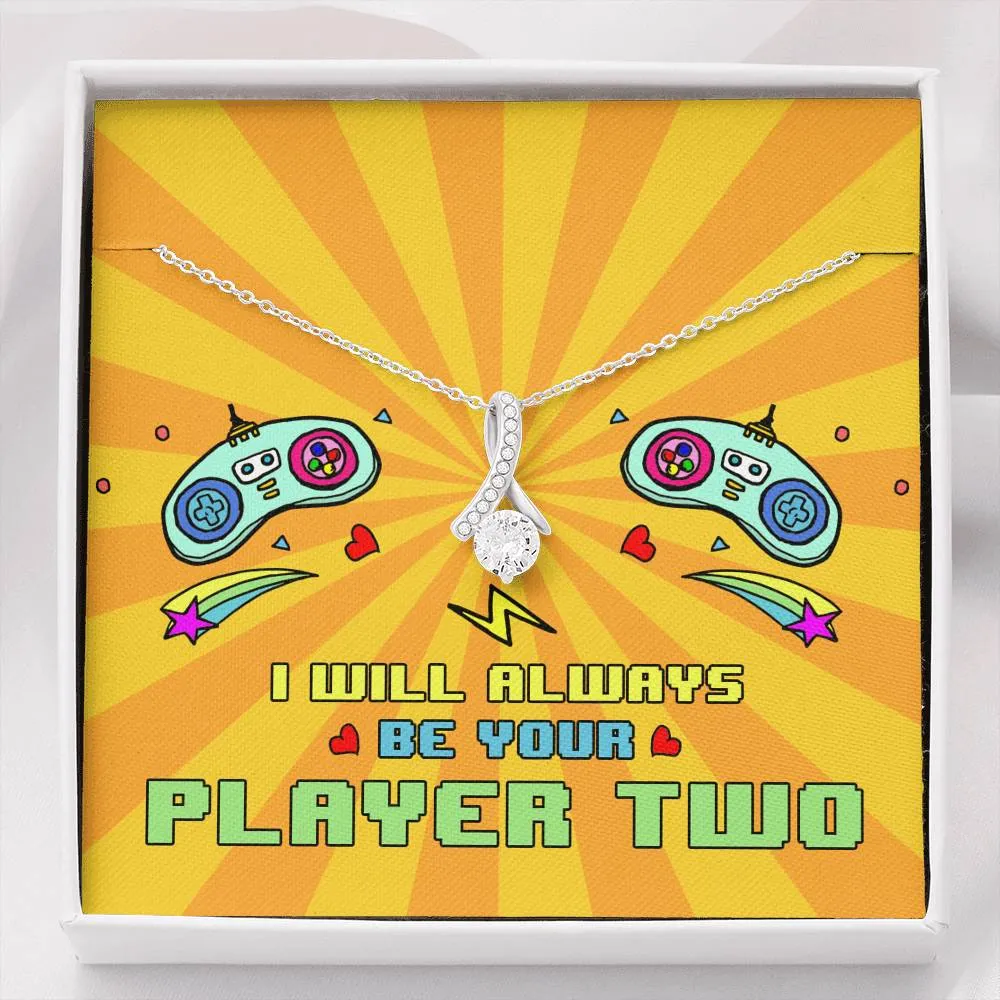 Always Be Your Player 2 Ribbon Drop Pendant Necklace
