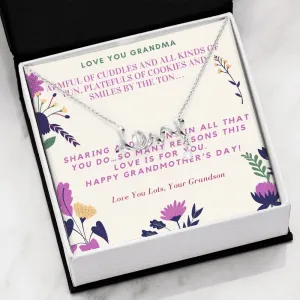 An armful of cuddles-Scripted Love Necklace for Grandma, From Grandson